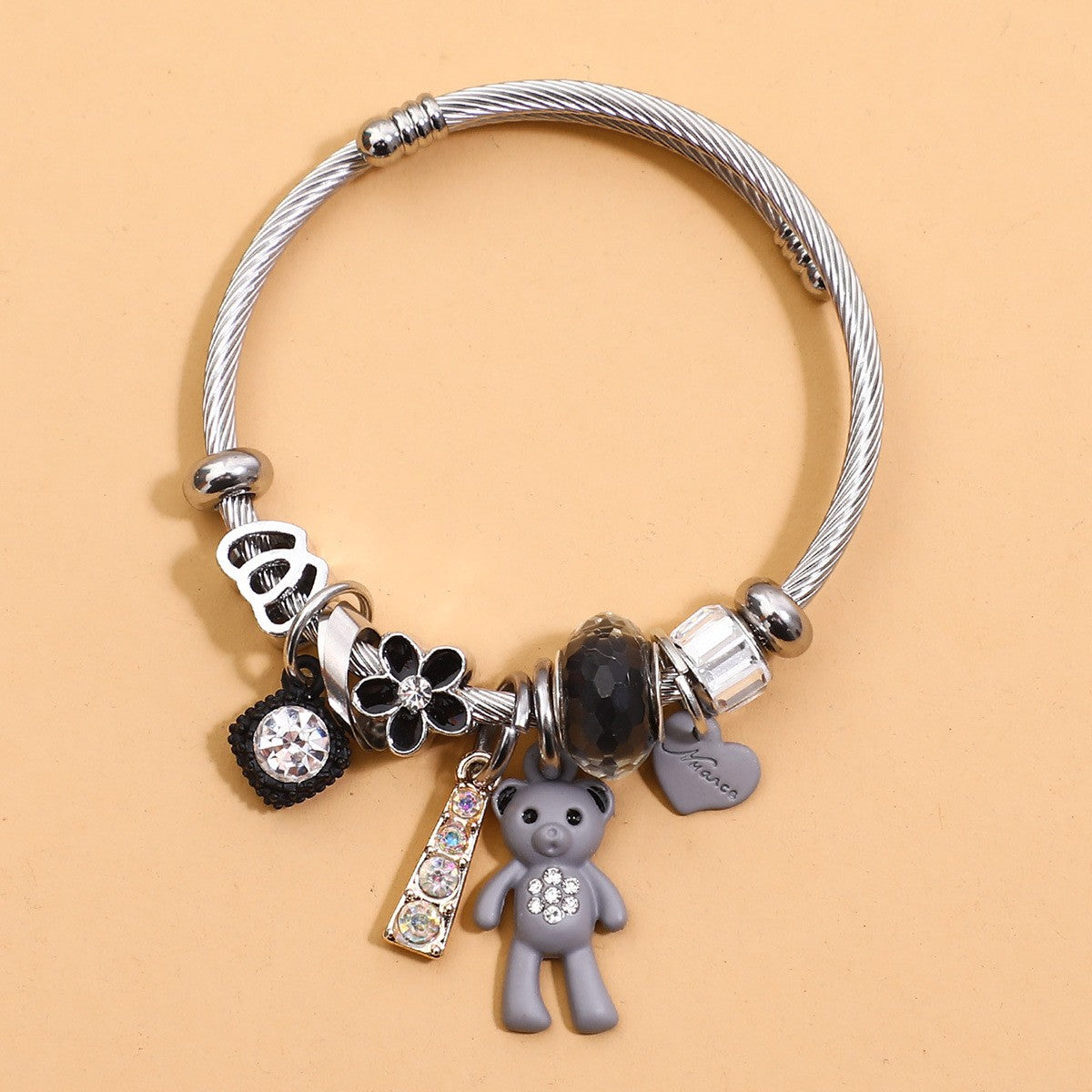 Classy Teddy Bear Charm Bracelet