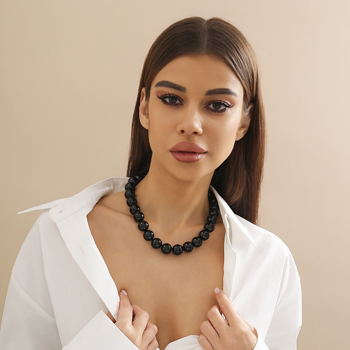 Statement Red Acrylic Bead Collar Necklace