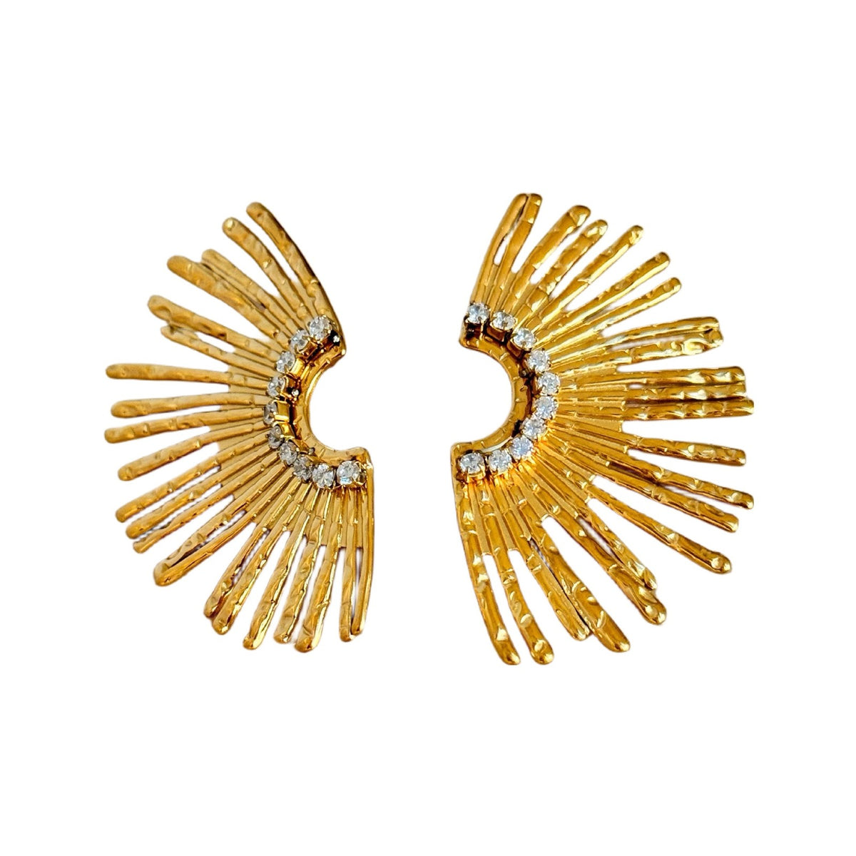 18k Boho Textured Sunburst Hoop Earrings