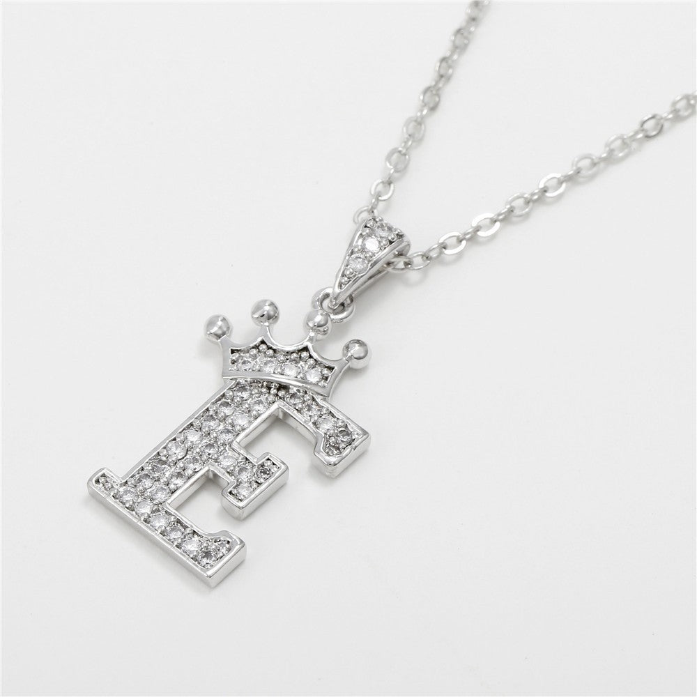 Dainty Crown Initial Letter Necklace