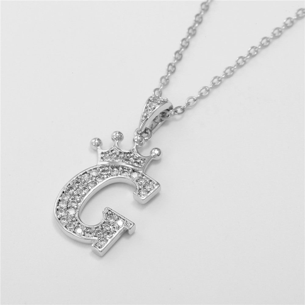 Dainty Crown Initial Letter Necklace