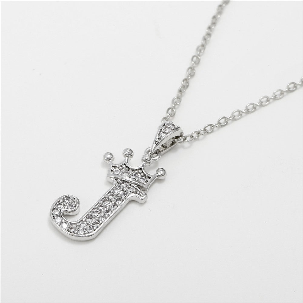 Dainty Crown Initial Letter Necklace