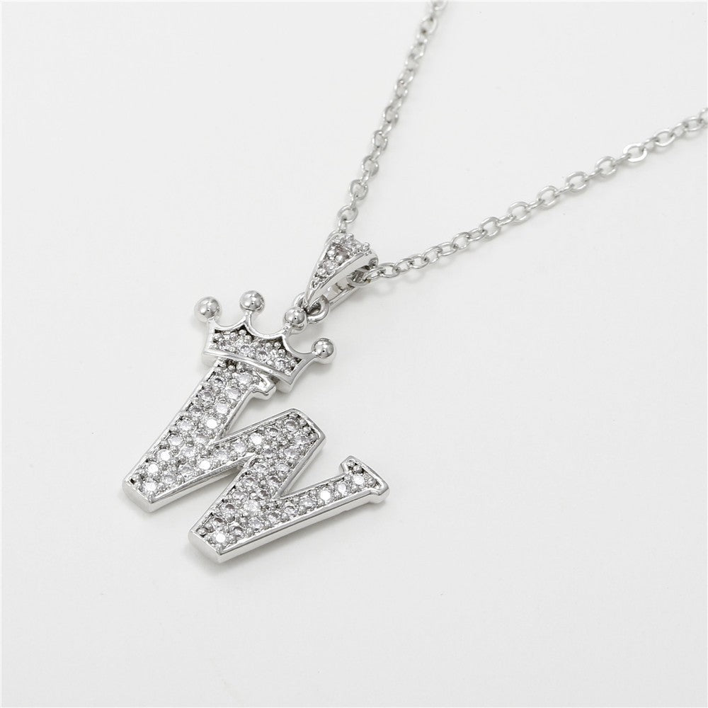 Dainty Crown Initial Letter Necklace
