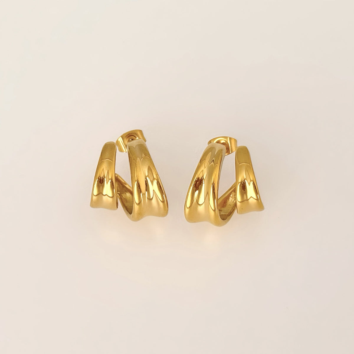 18k Classy Double Layer Hoop Earrings