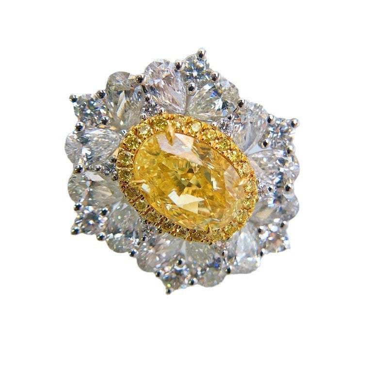 Classy Yellow Oval Halo Ring