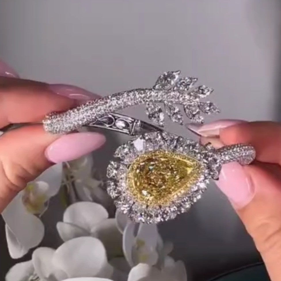 Classy Pear Shape CZ Open Bangle