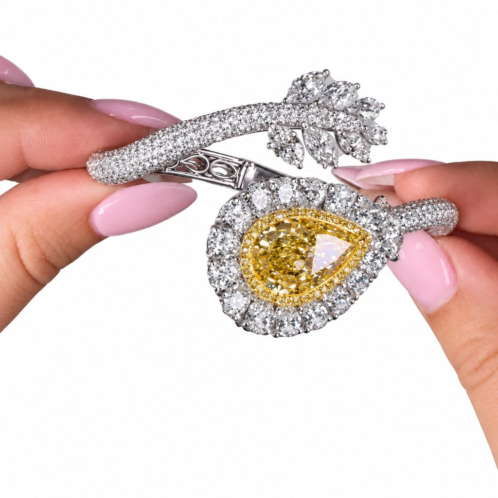 Classy Pear Shape CZ Open Bangle