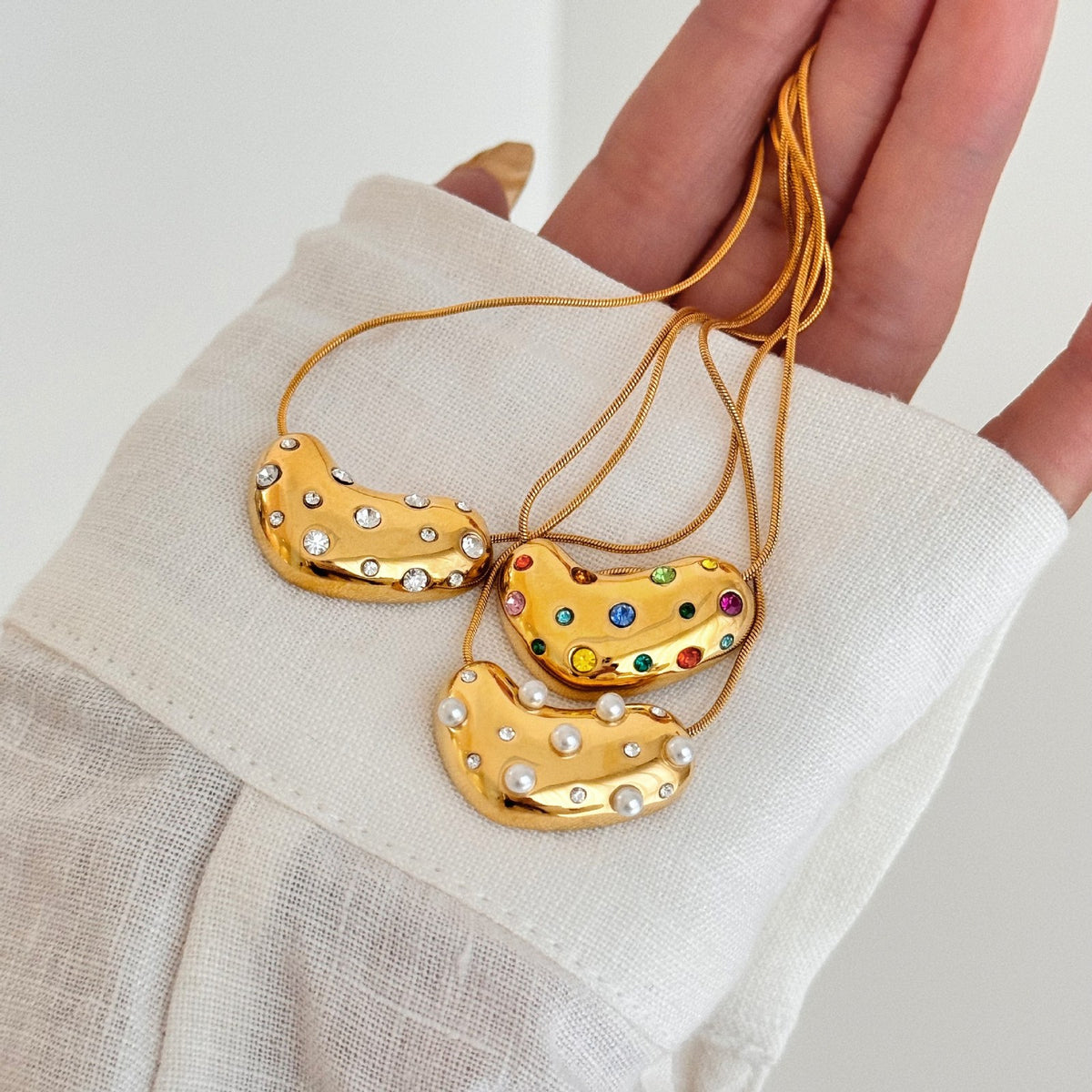 Classy Mixed Gem Bean Necklace