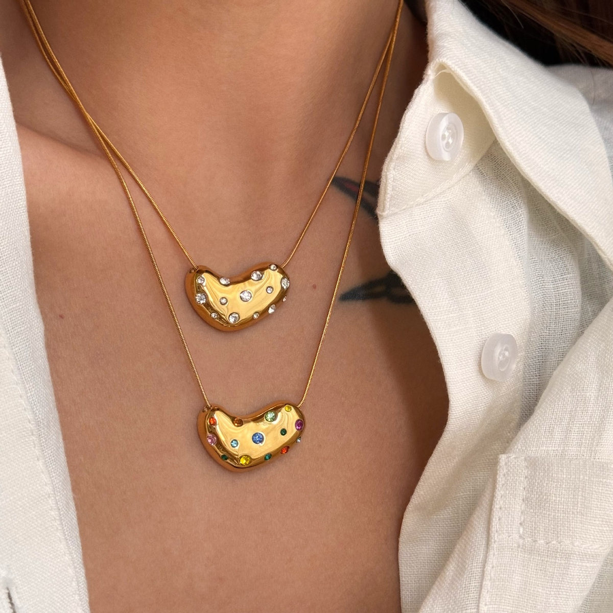 Classy Mixed Gem Bean Necklace