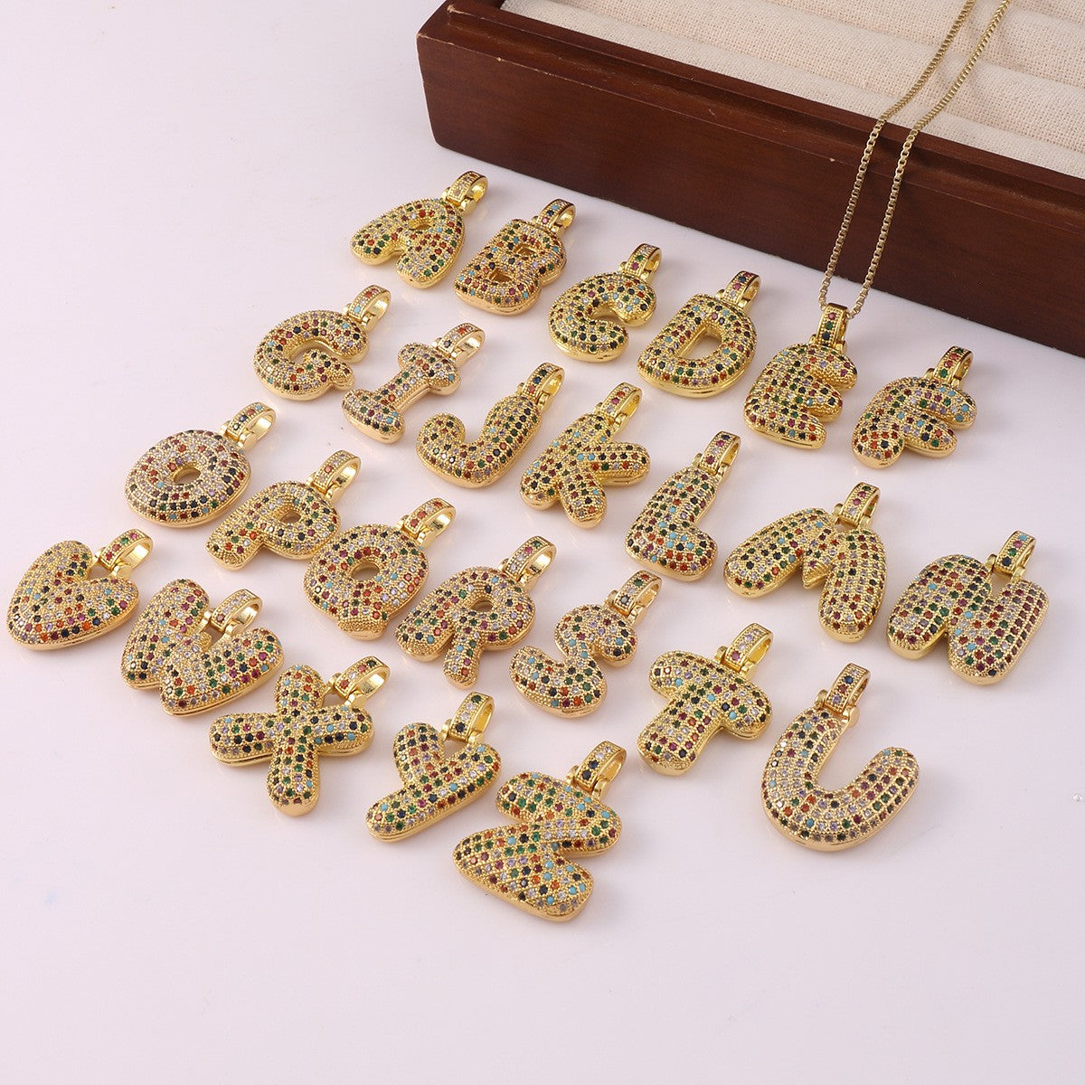 Classy Colorful CZ Initial Letter Necklace