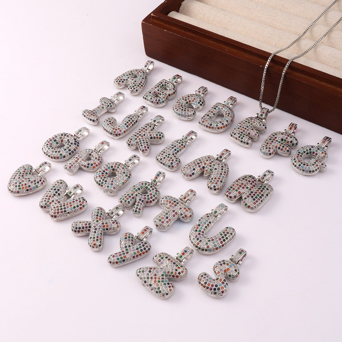 Classy Colorful CZ Initial Letter Necklace