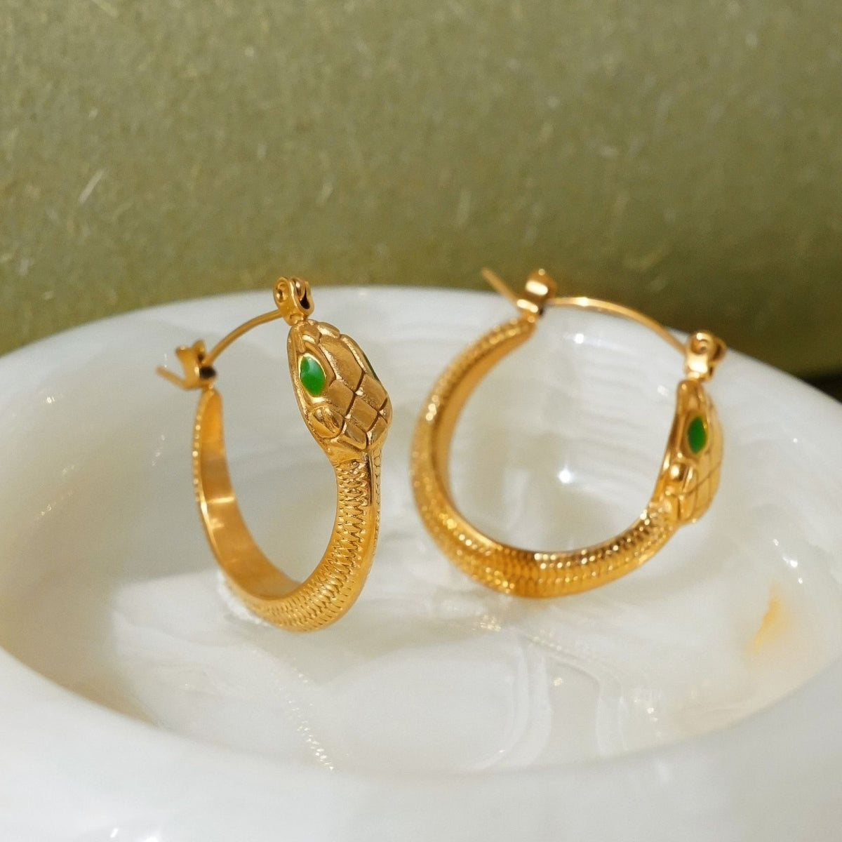 18k Vintage Snake Hoop Earrings