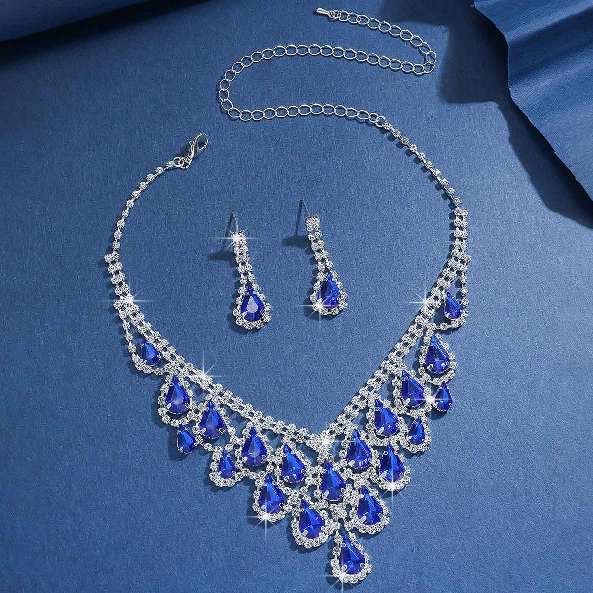 Elegant Green Rhinestone Fringe Jewelry Set