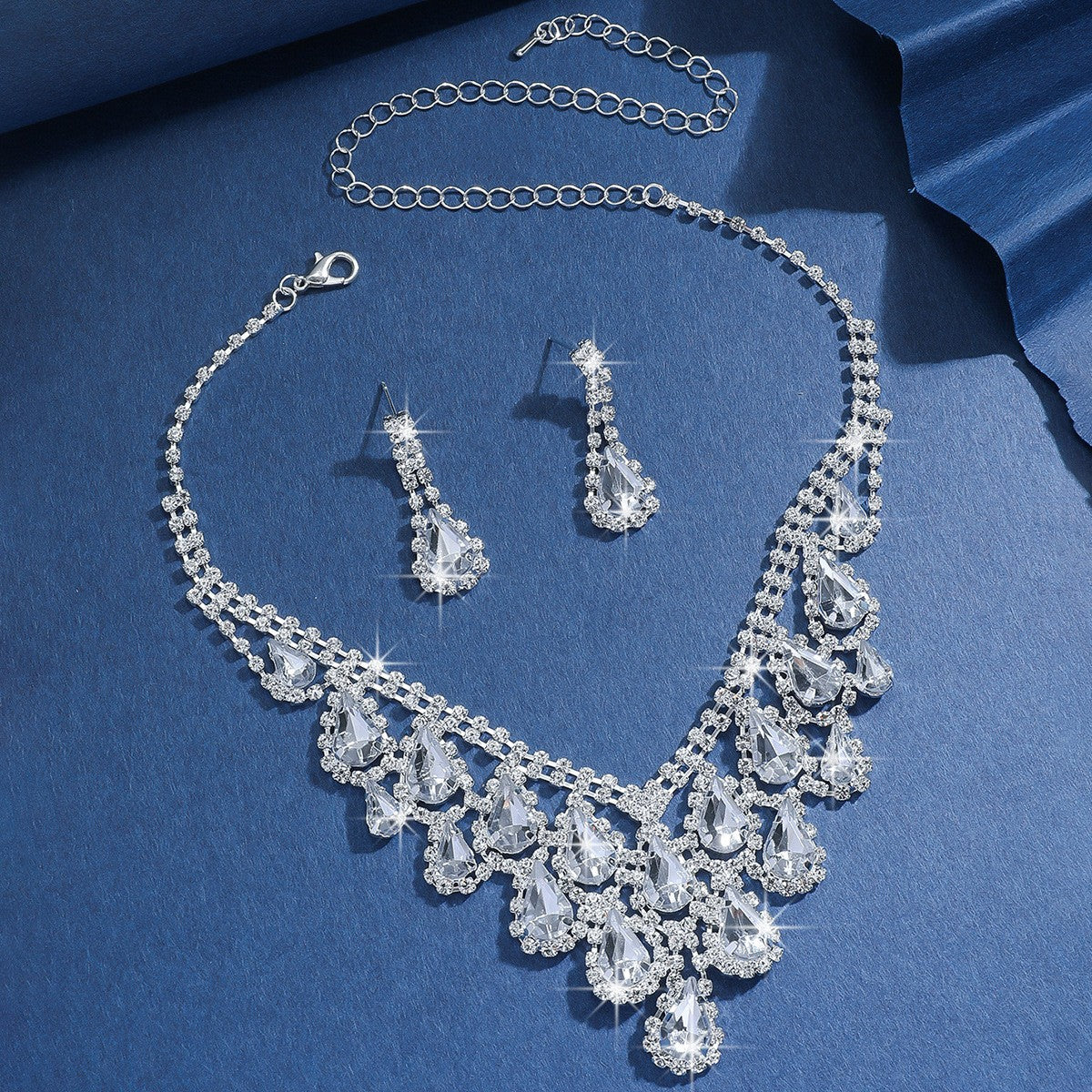 Elegant Green Rhinestone Fringe Jewelry Set