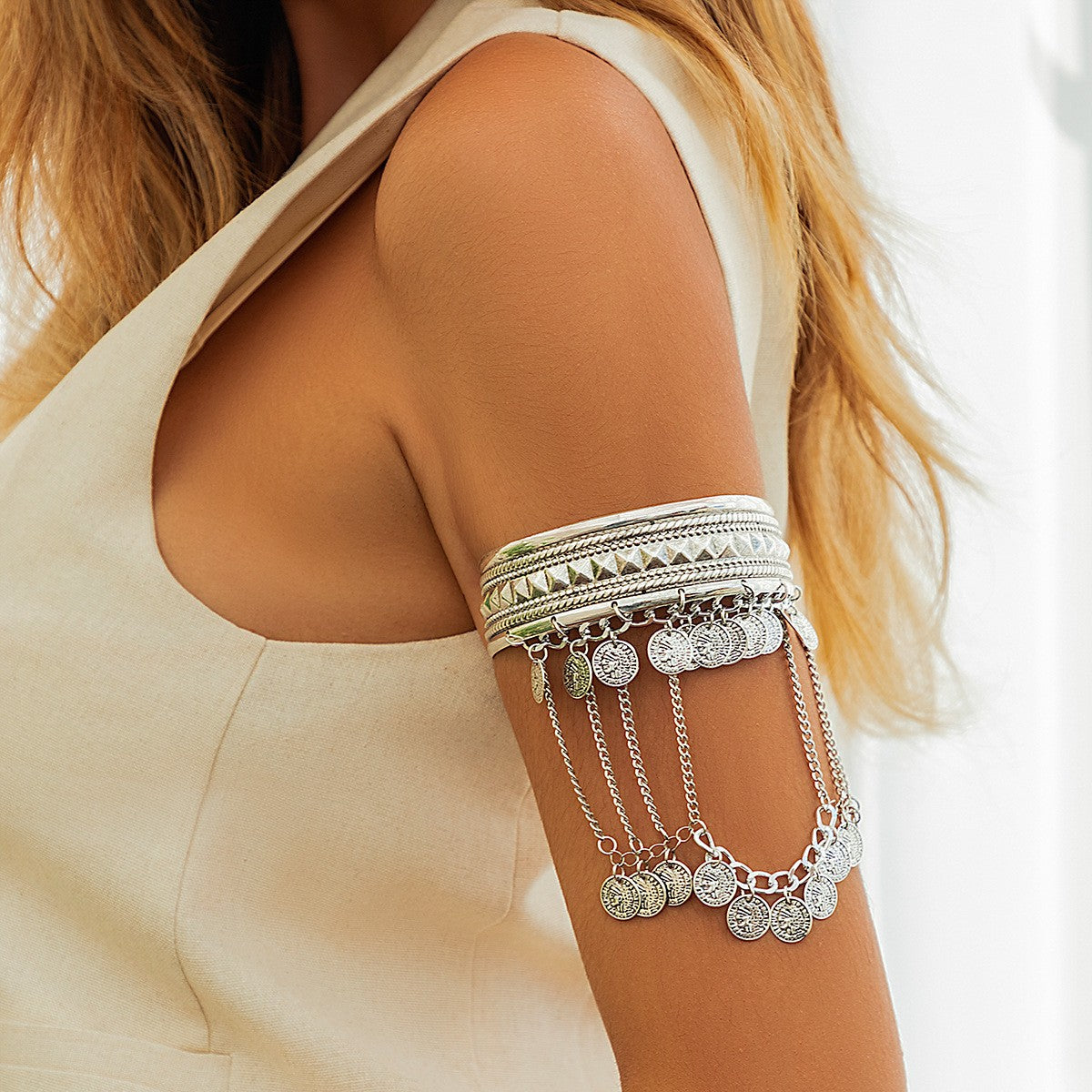 Boho Vintage Coin Tassel Arm Cuff