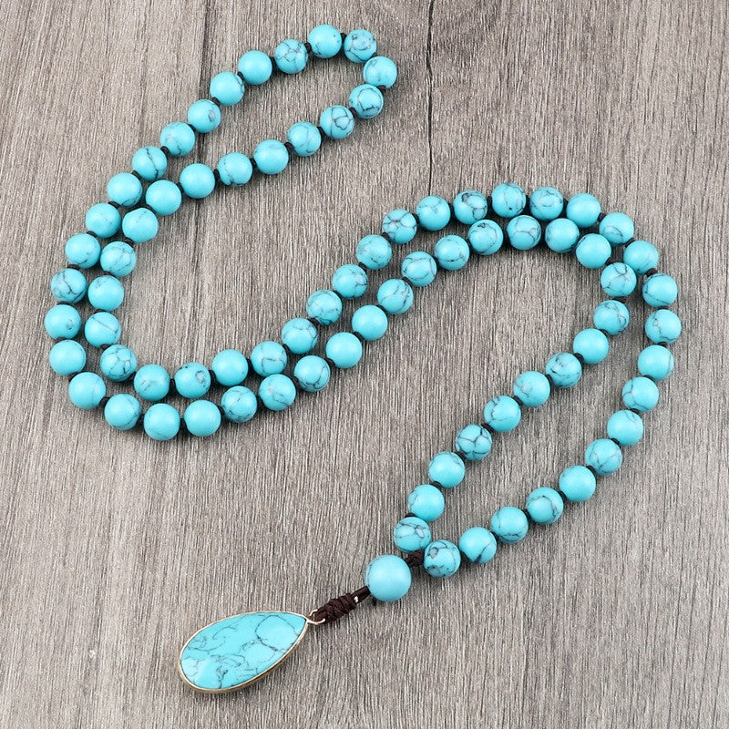 Boho Turquoise Teardrop Beaded Necklace