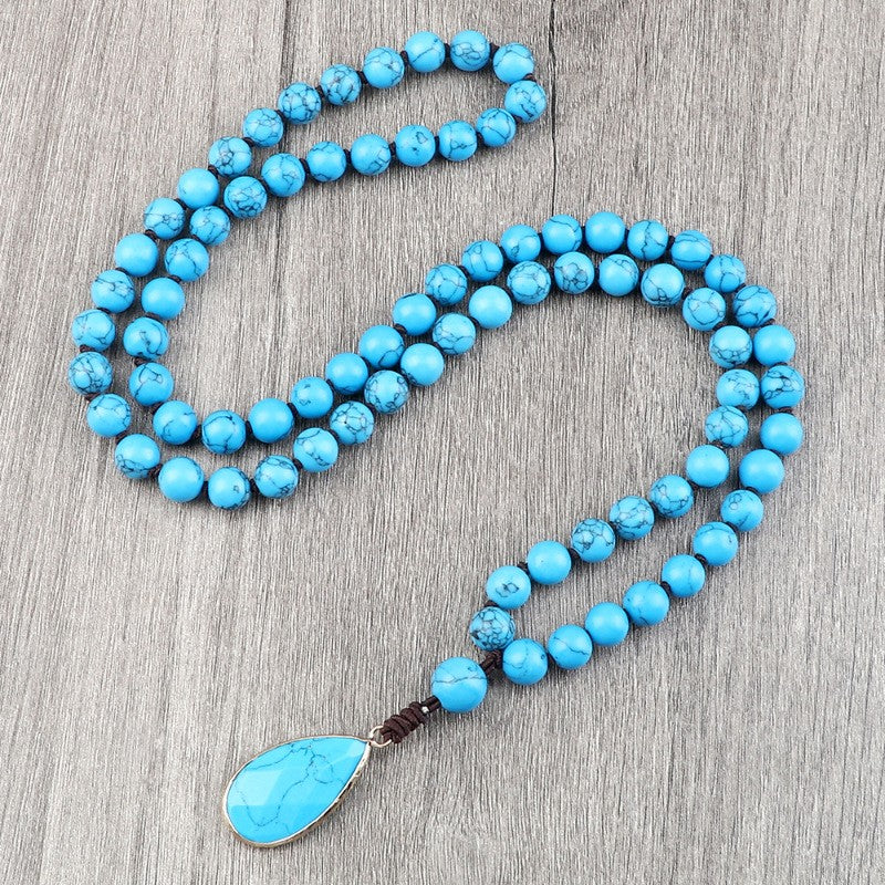 Boho Turquoise Teardrop Beaded Necklace