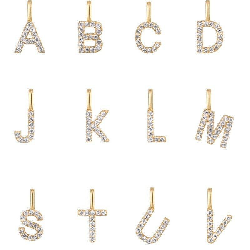 14k Dainty Pavé Initial Necklace
