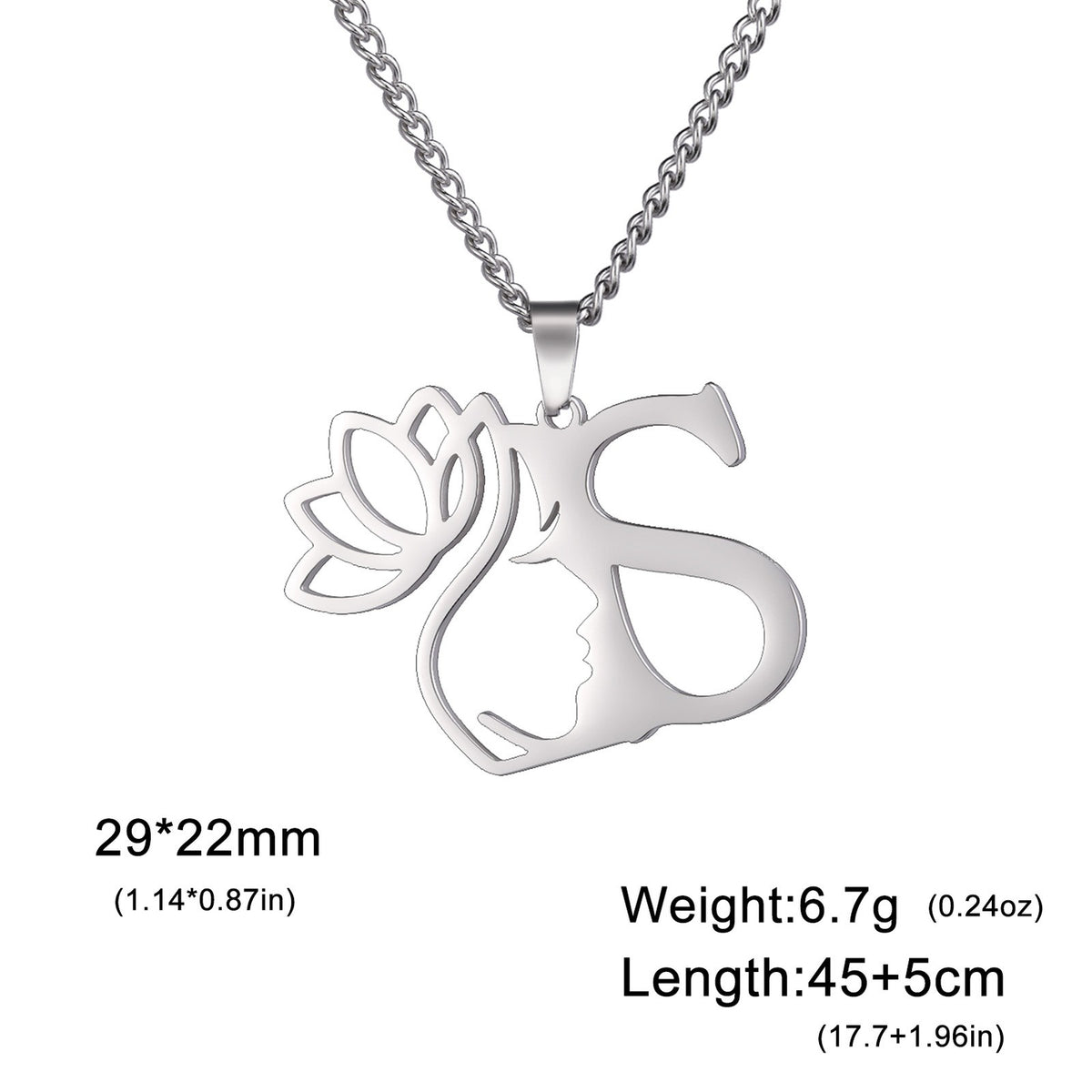 Dainty Lotus Initial Letter Necklace
