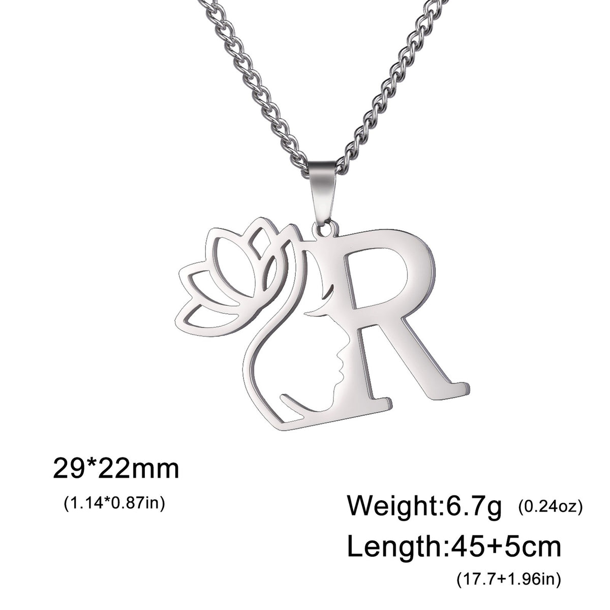 Dainty Lotus Initial Letter Necklace