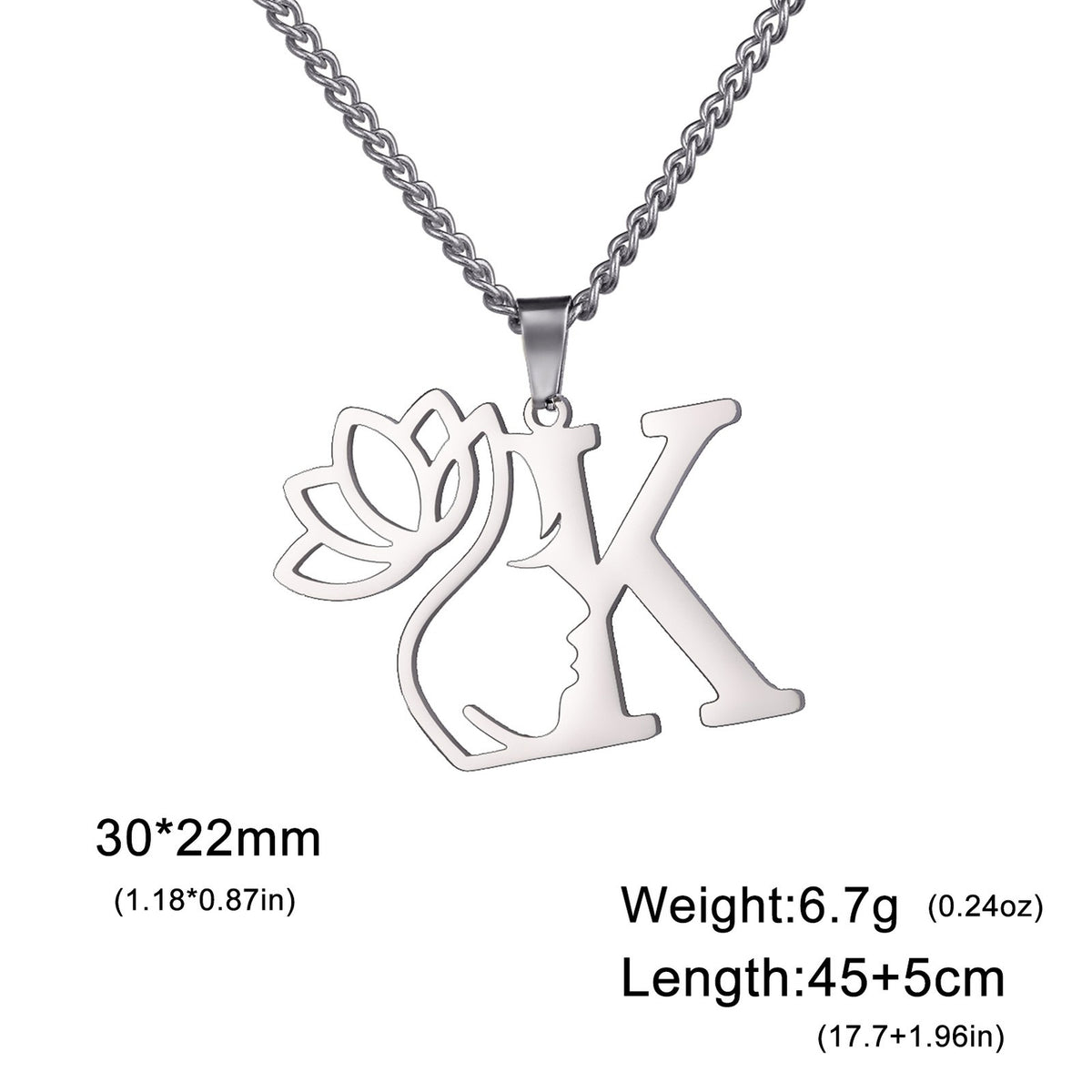 Dainty Lotus Initial Letter Necklace
