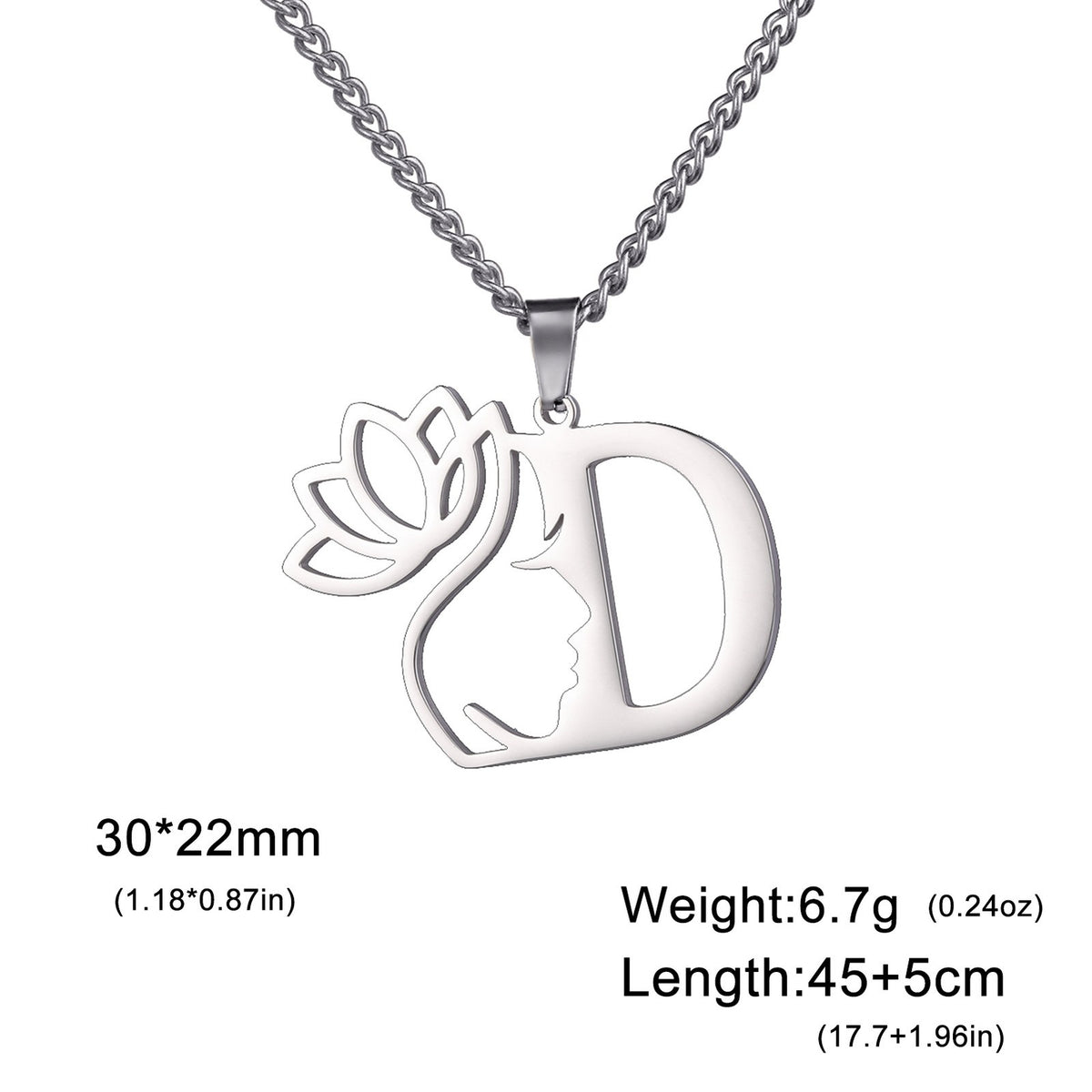 Dainty Lotus Initial Letter Necklace