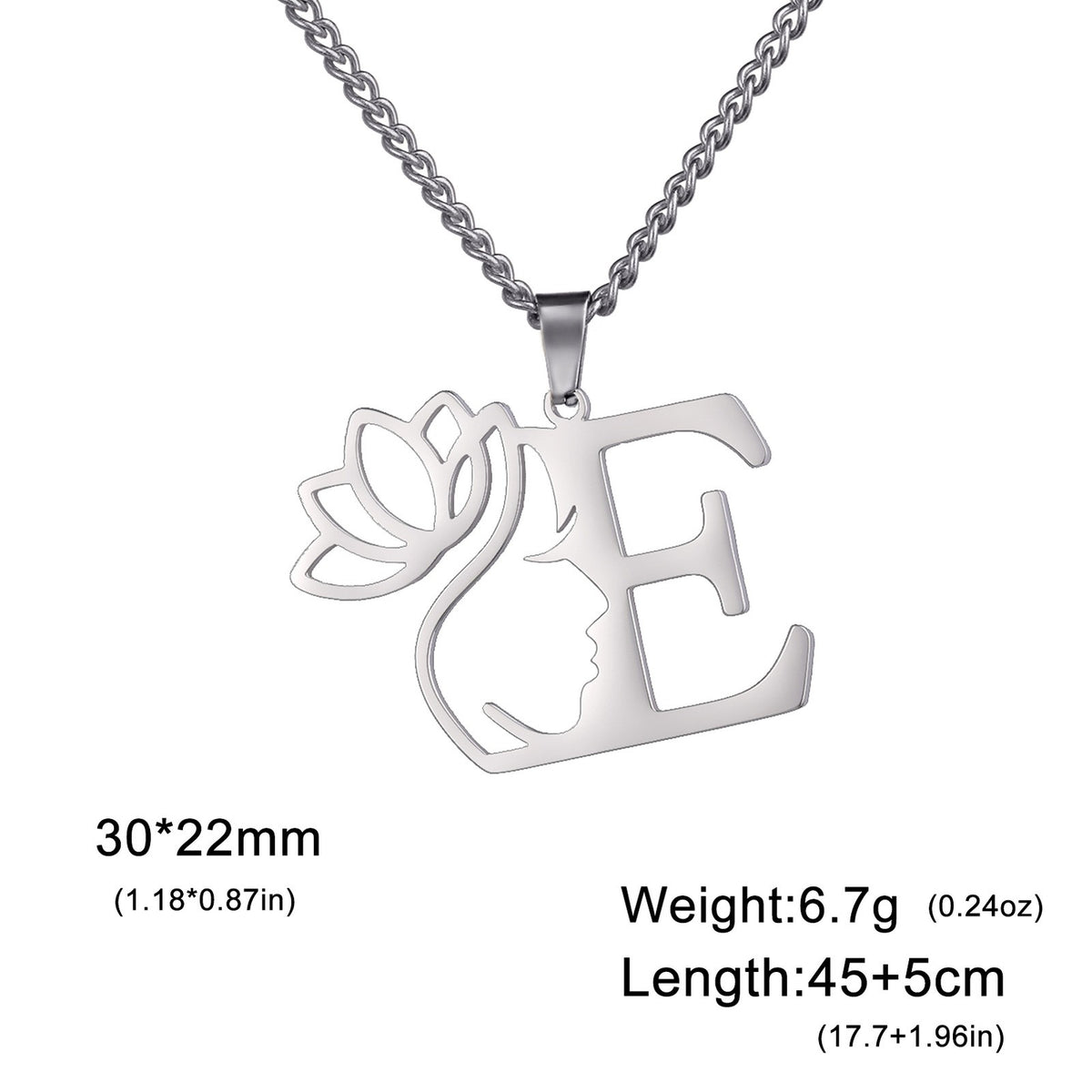Dainty Lotus Initial Letter Necklace