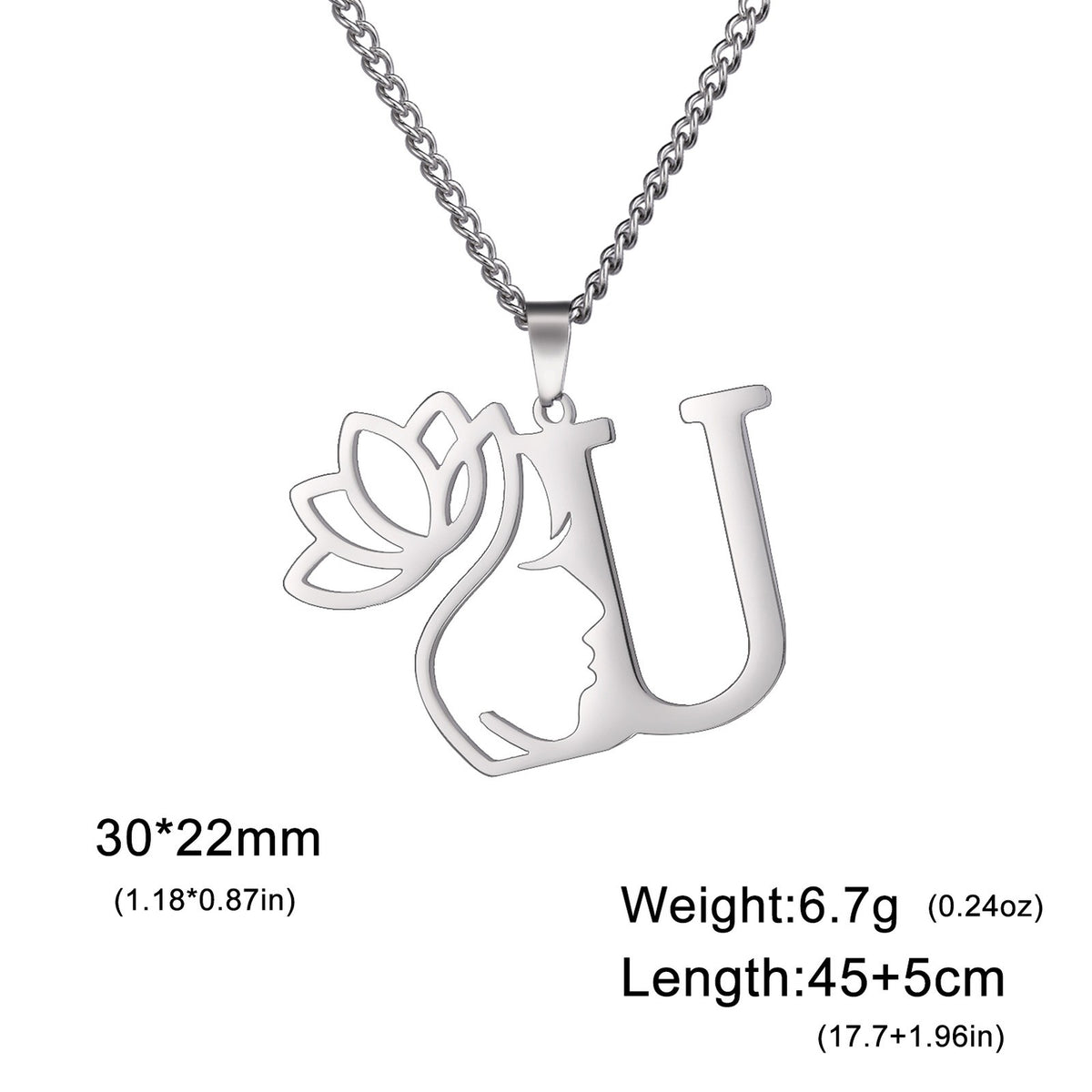 Dainty Lotus Initial Letter Necklace
