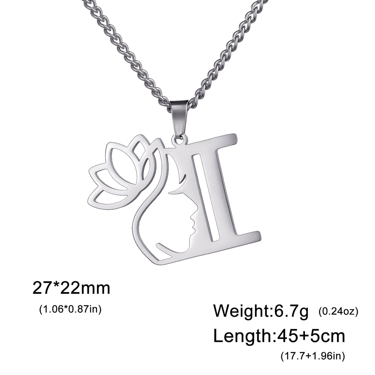 Dainty Lotus Initial Letter Necklace