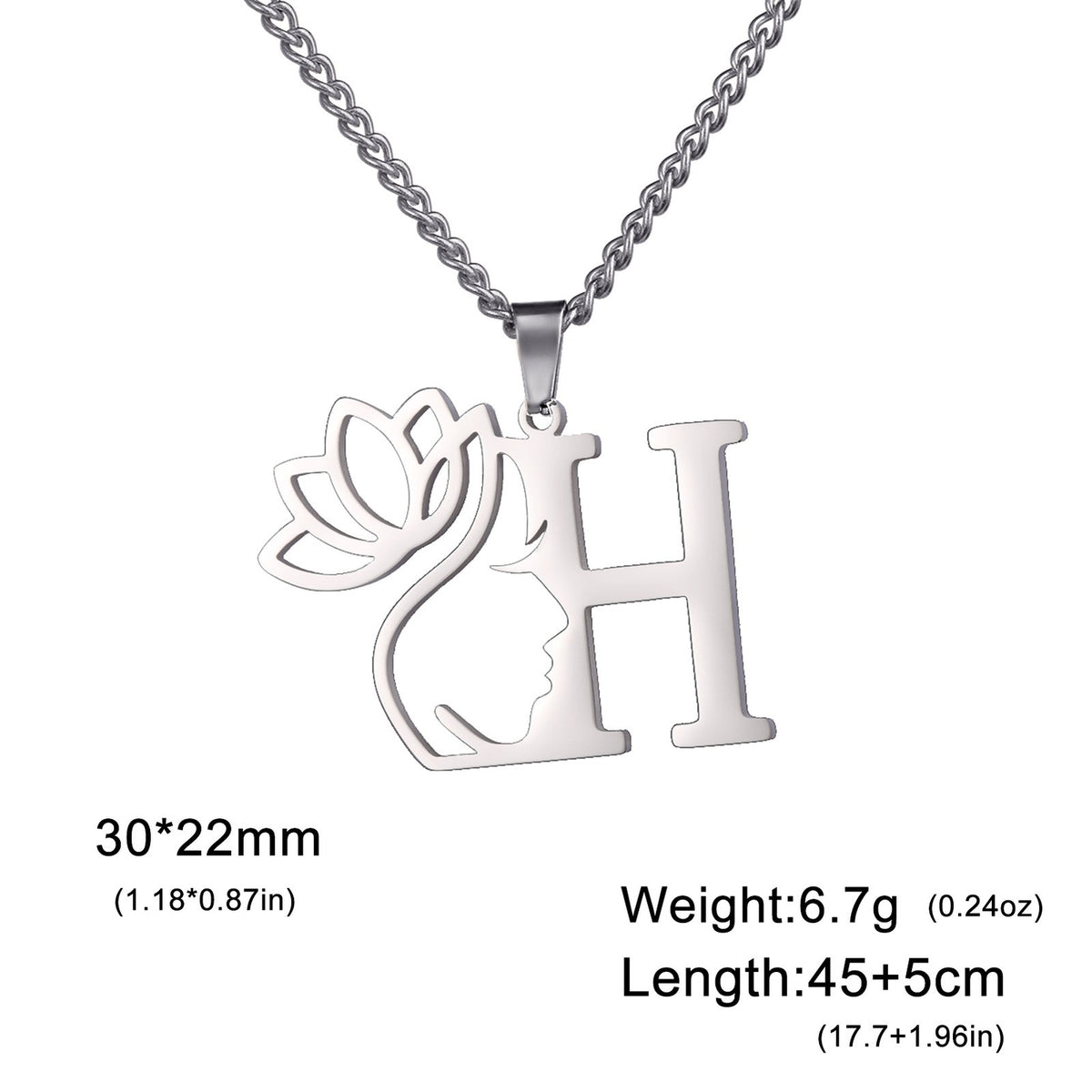Dainty Lotus Initial Letter Necklace