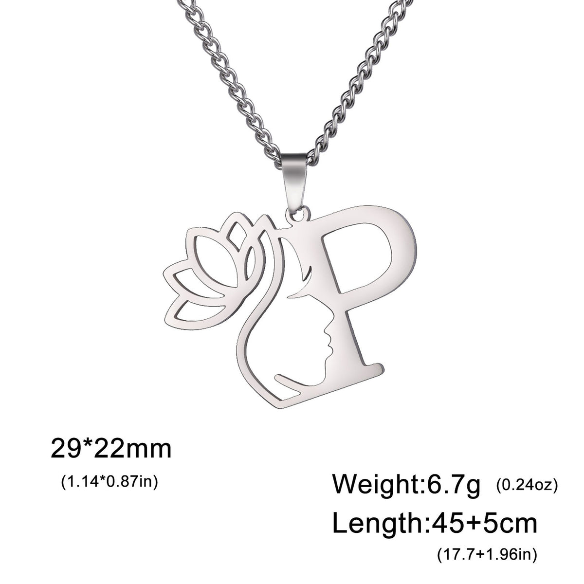 Dainty Lotus Initial Letter Necklace