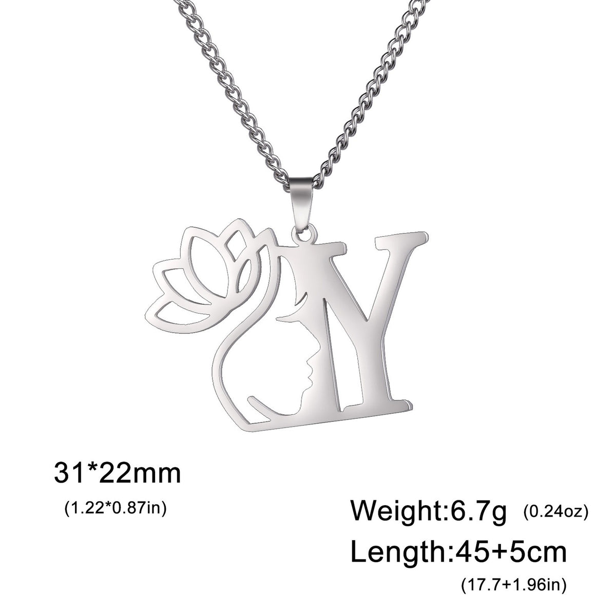 Dainty Lotus Initial Letter Necklace
