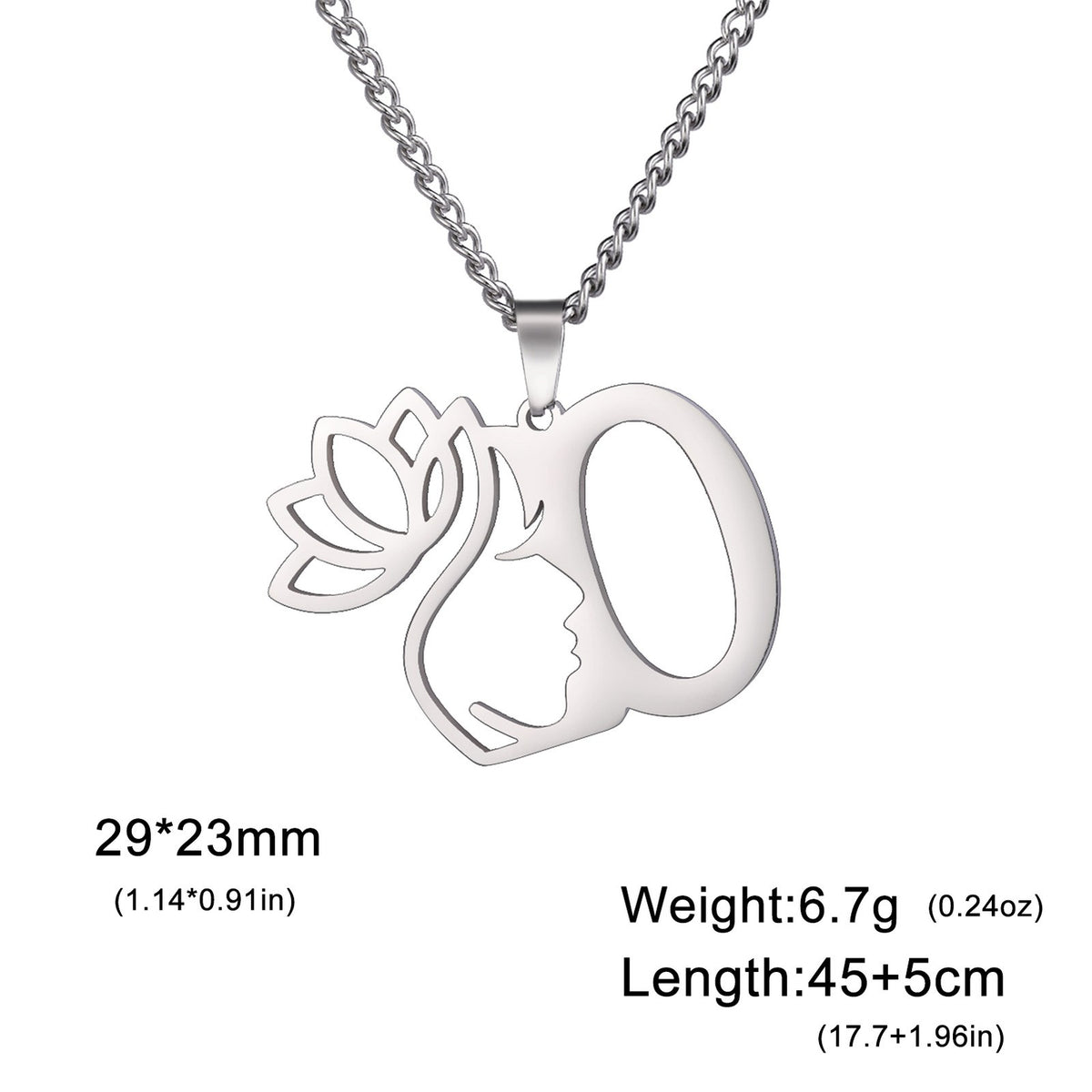 Dainty Lotus Initial Letter Necklace