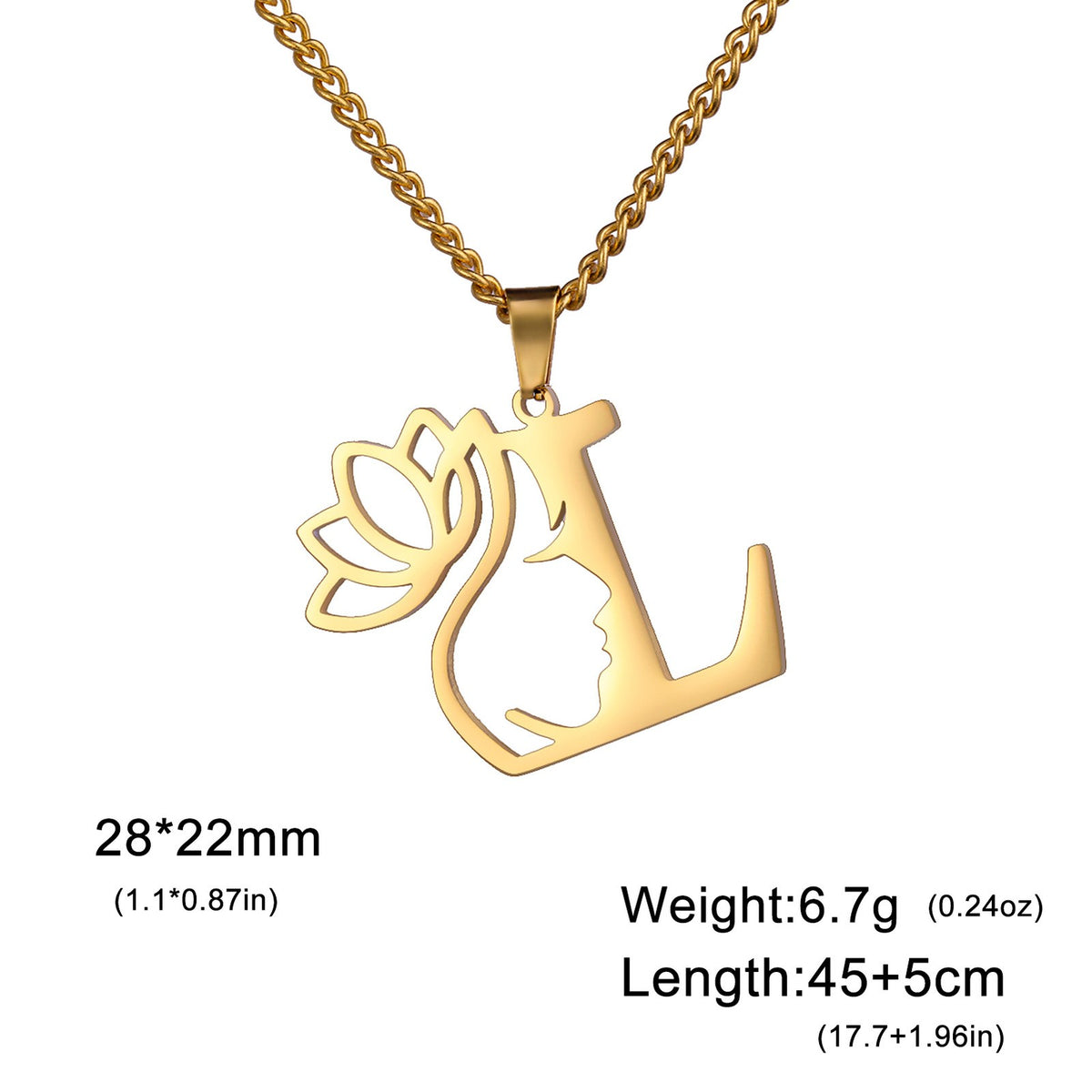Dainty Lotus Initial Letter Necklace