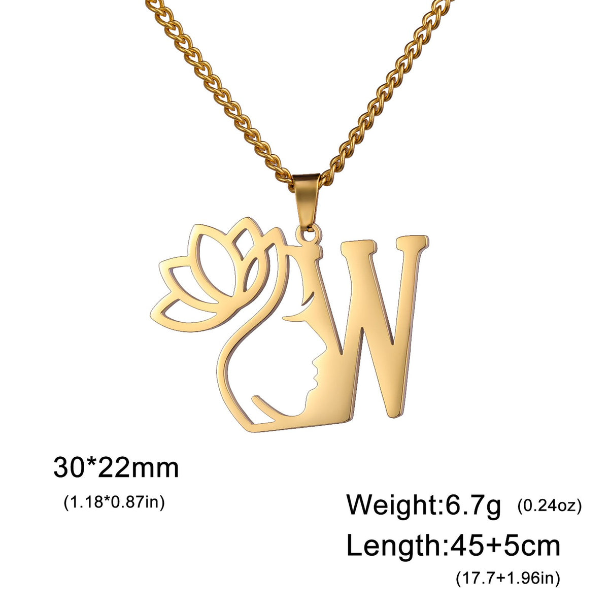 Dainty Lotus Initial Letter Necklace