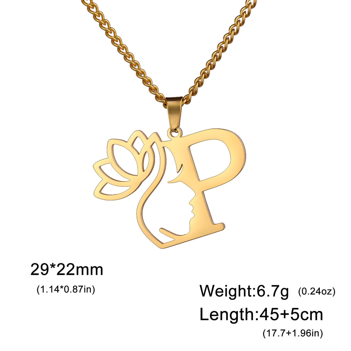 Dainty Lotus Initial Letter Necklace