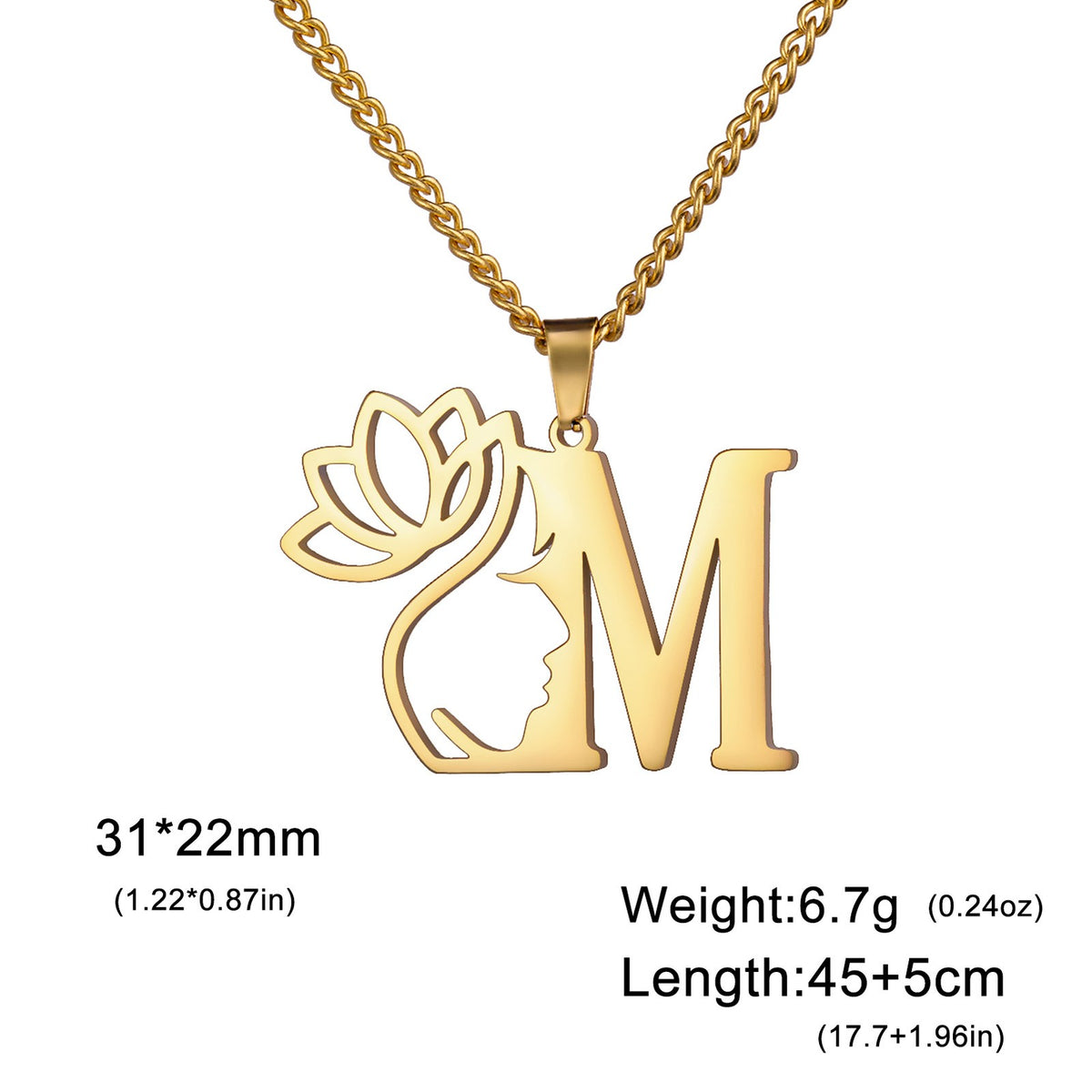 Dainty Lotus Initial Letter Necklace