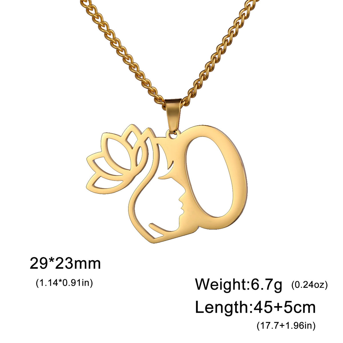 Dainty Lotus Initial Letter Necklace