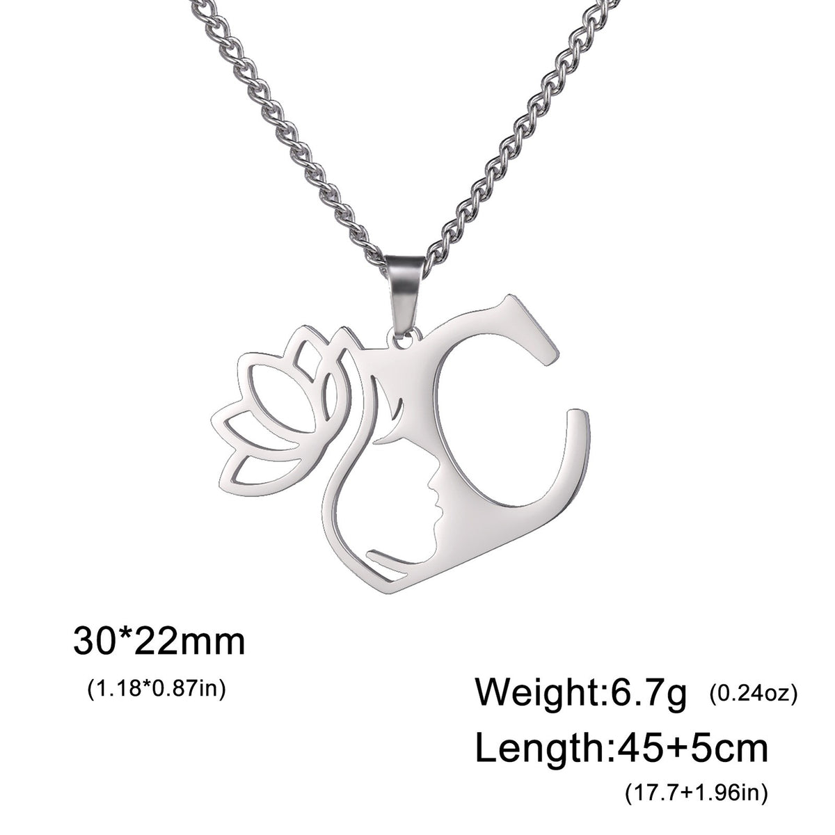 Dainty Lotus Initial Letter Necklace