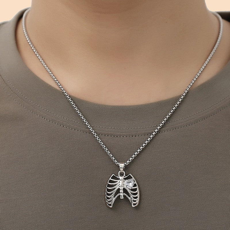 Gothic Ribcage Heart Pendant Necklace