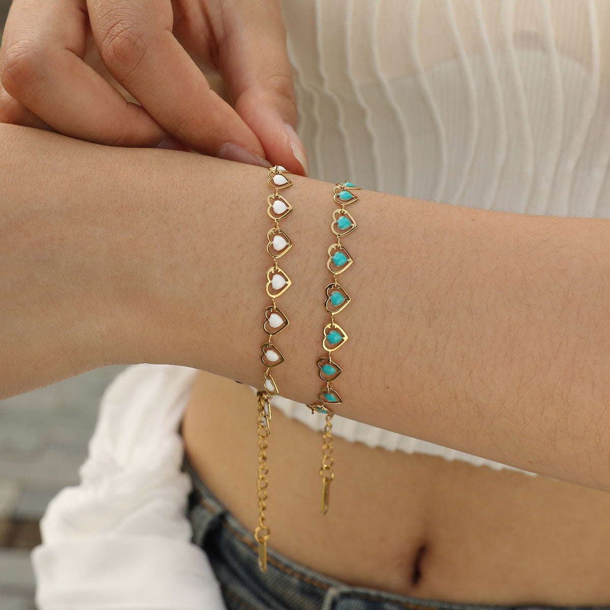 Dainty Multicolor Enamel Charm Bracelet