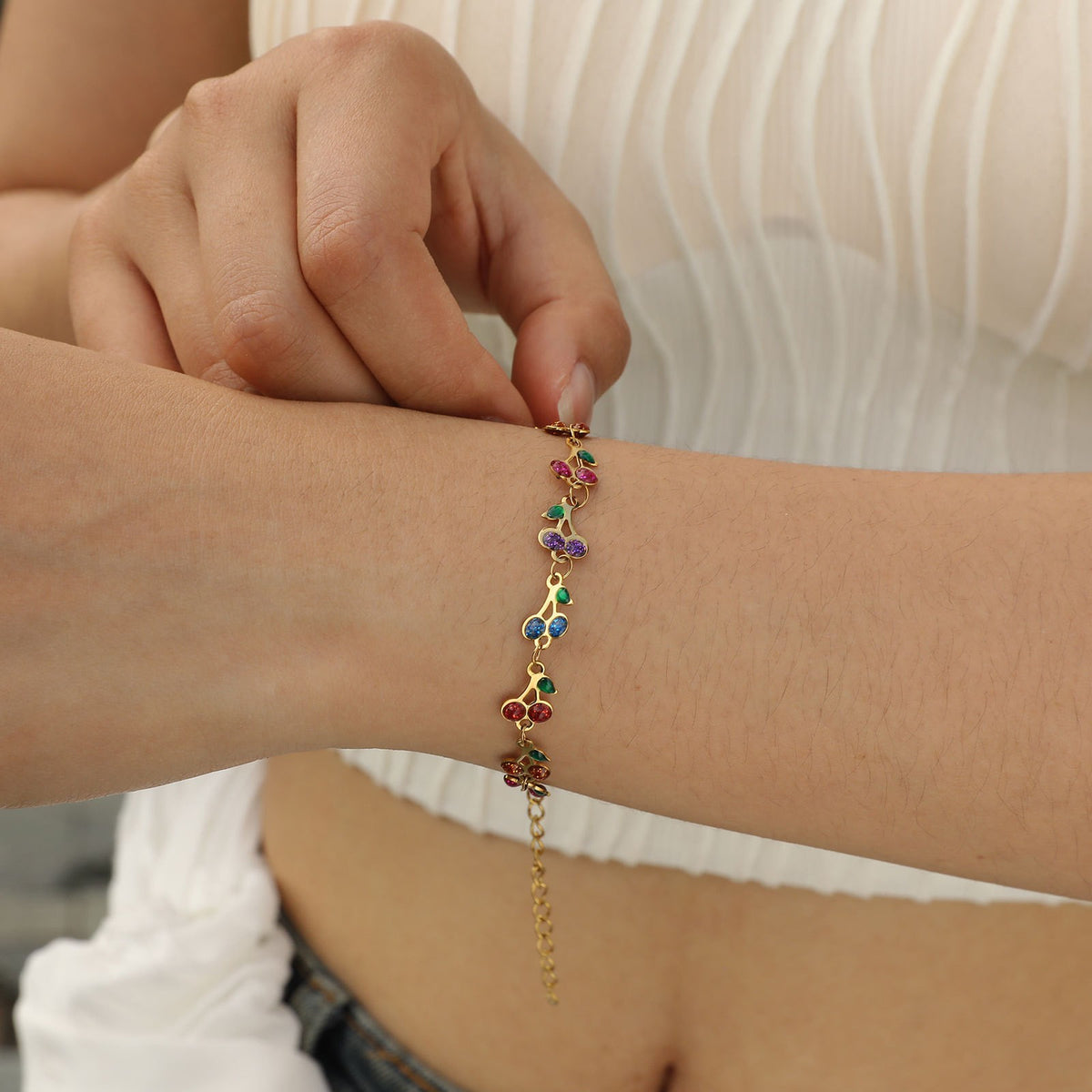 Dainty Multicolor Enamel Charm Bracelet