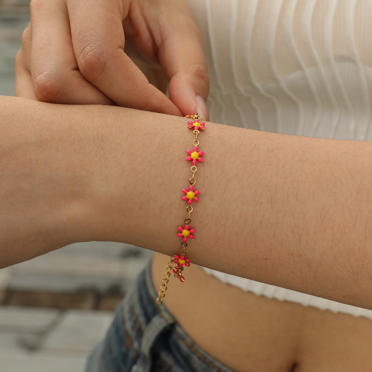 Dainty Multicolor Enamel Charm Bracelet