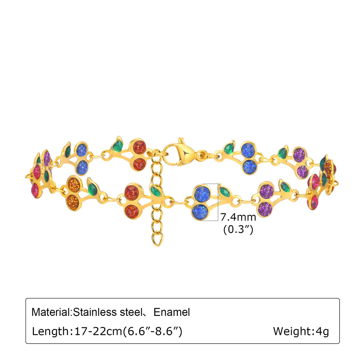 Dainty Multicolor Enamel Charm Bracelet