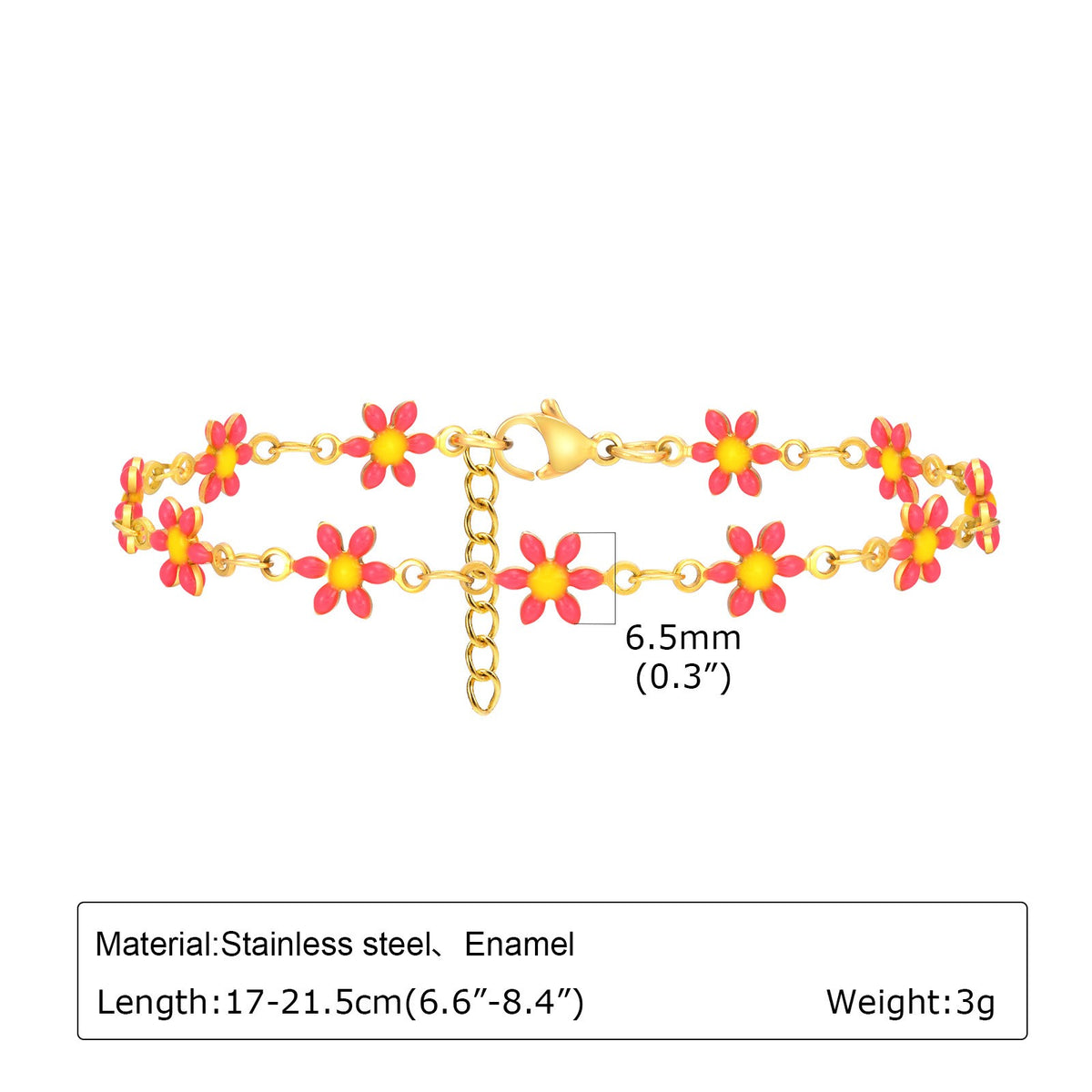 Dainty Multicolor Enamel Charm Bracelet