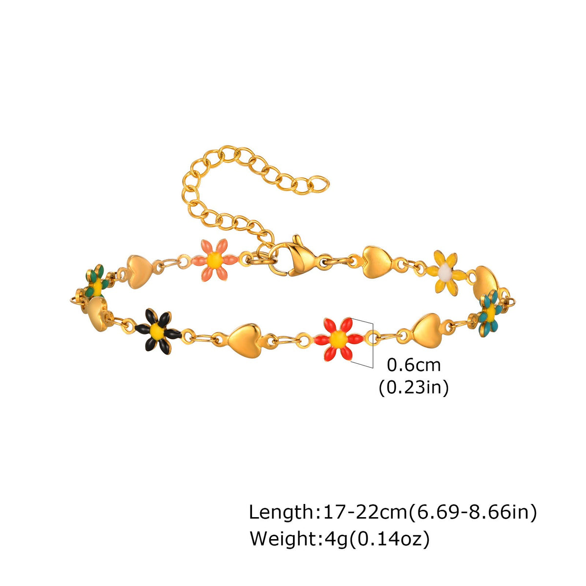 Dainty Multicolor Enamel Charm Bracelet