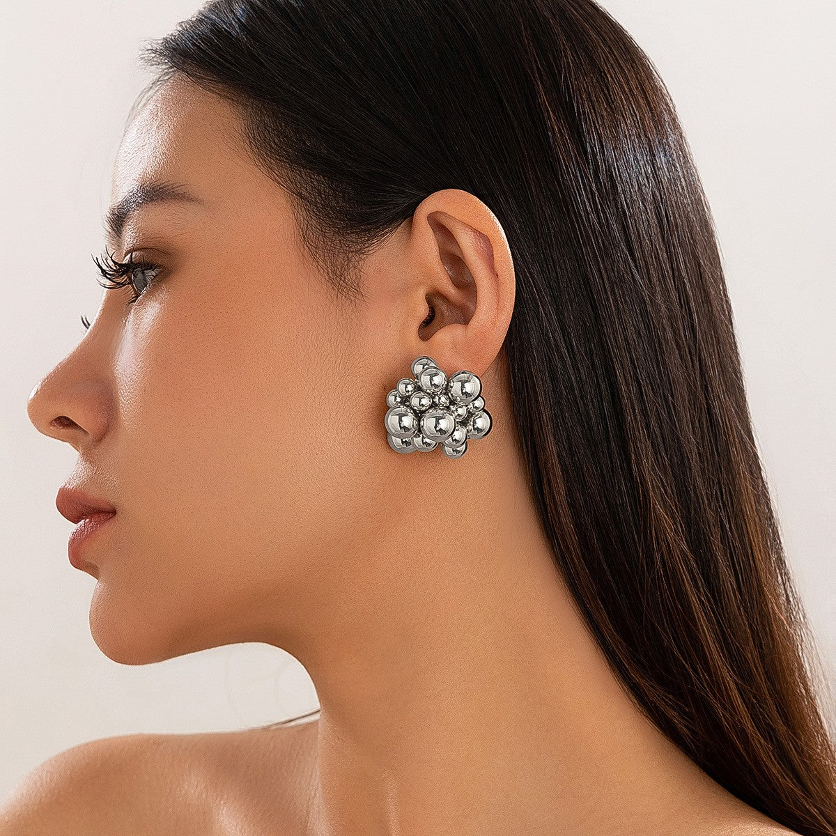 Classy Geometric Ball Cluster Earring and Ring Set