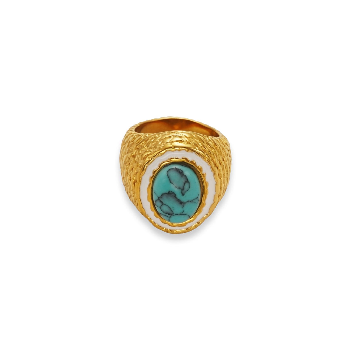 Boho Textured Stone Statement Ring