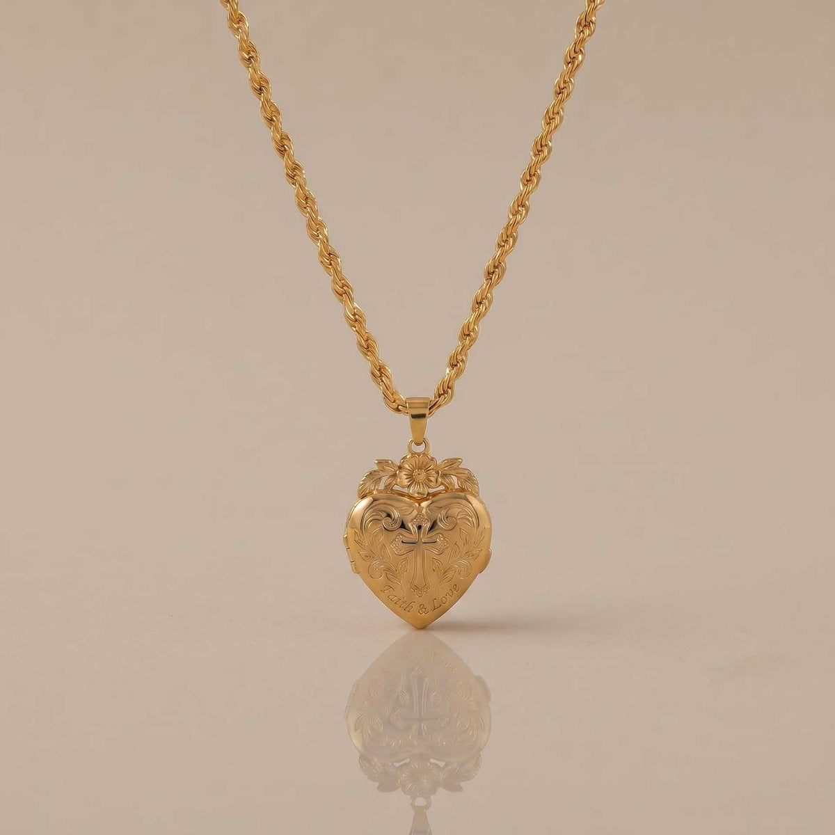 18k Romantic Floral Heart Locket Necklace