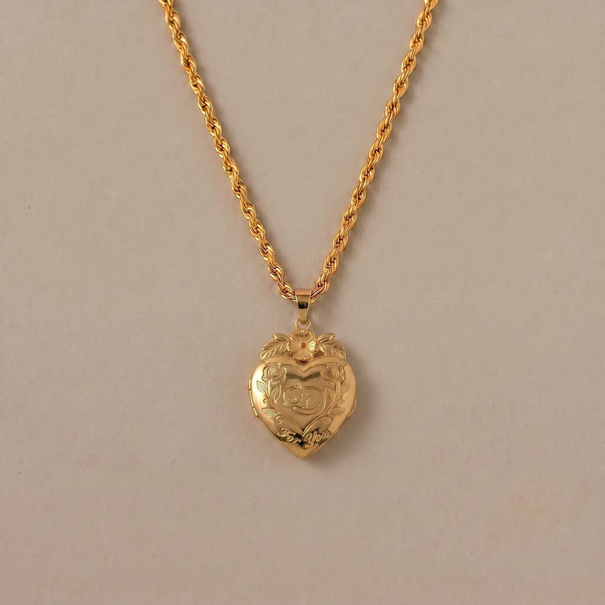 18k Romantic Floral Heart Locket Necklace